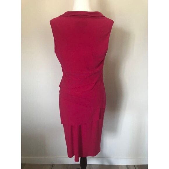 JOSEPH RIBKOFF Sleeveless Dress Size 12 Hot Pink Tiered Single Cowl Neck - Picture 5 of 6
